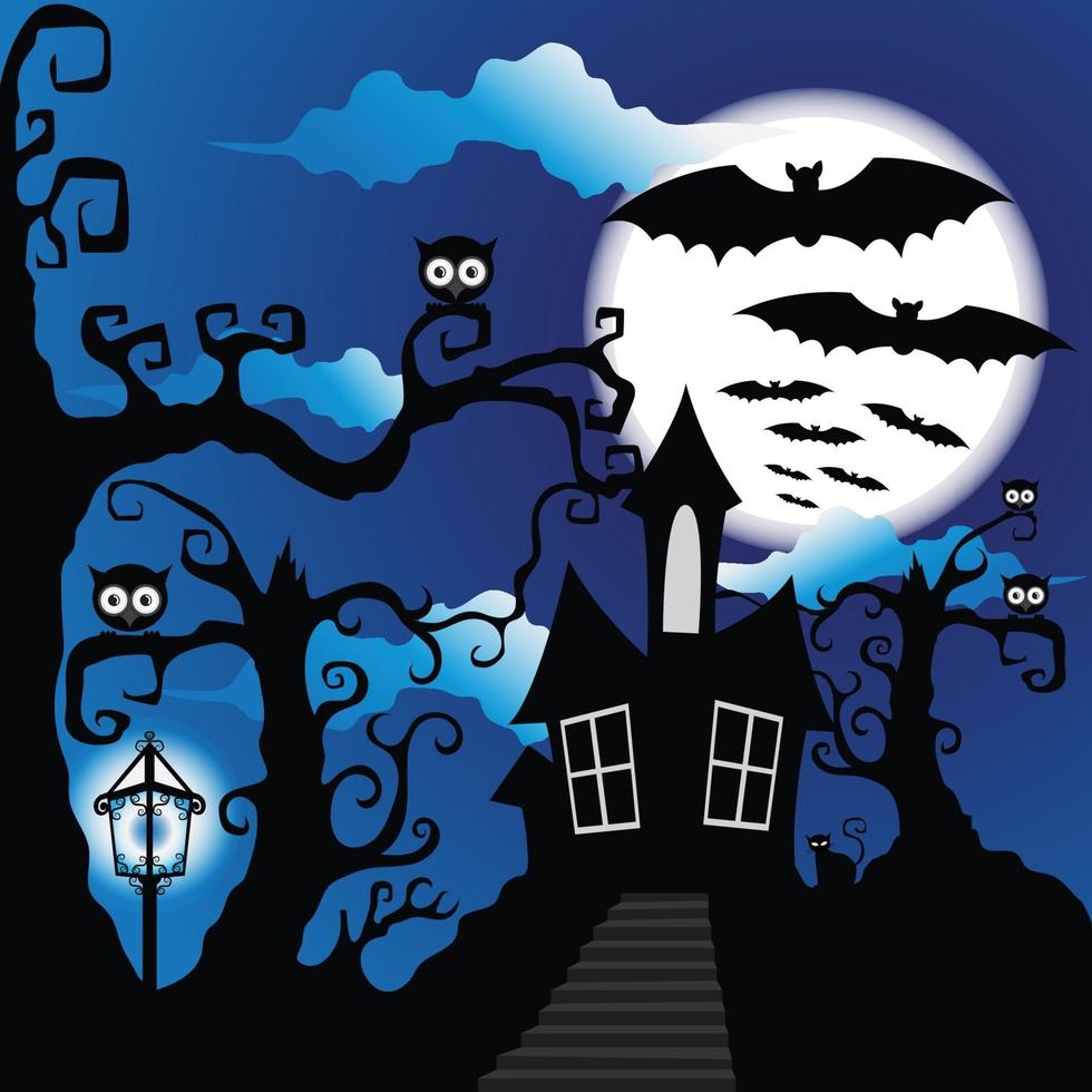 sfondo di halloween in stile grunge con pipistrelli jack o lantern e gufo vettore