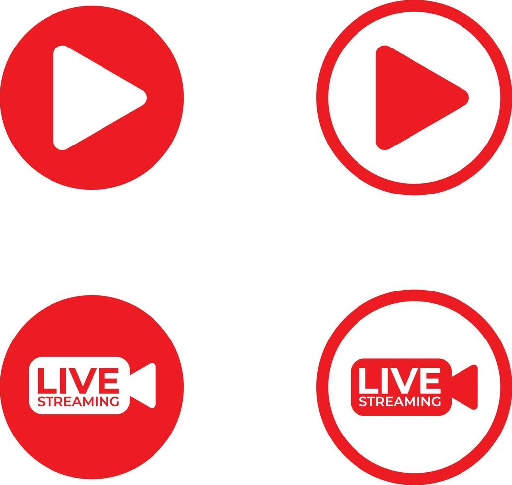 raccolta di set di icone di live streaming per la trasmissione e le notizie video vettore