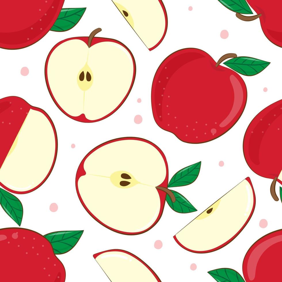 frutti di mela rossa senza cuciture isolati su sfondo bianco vettore