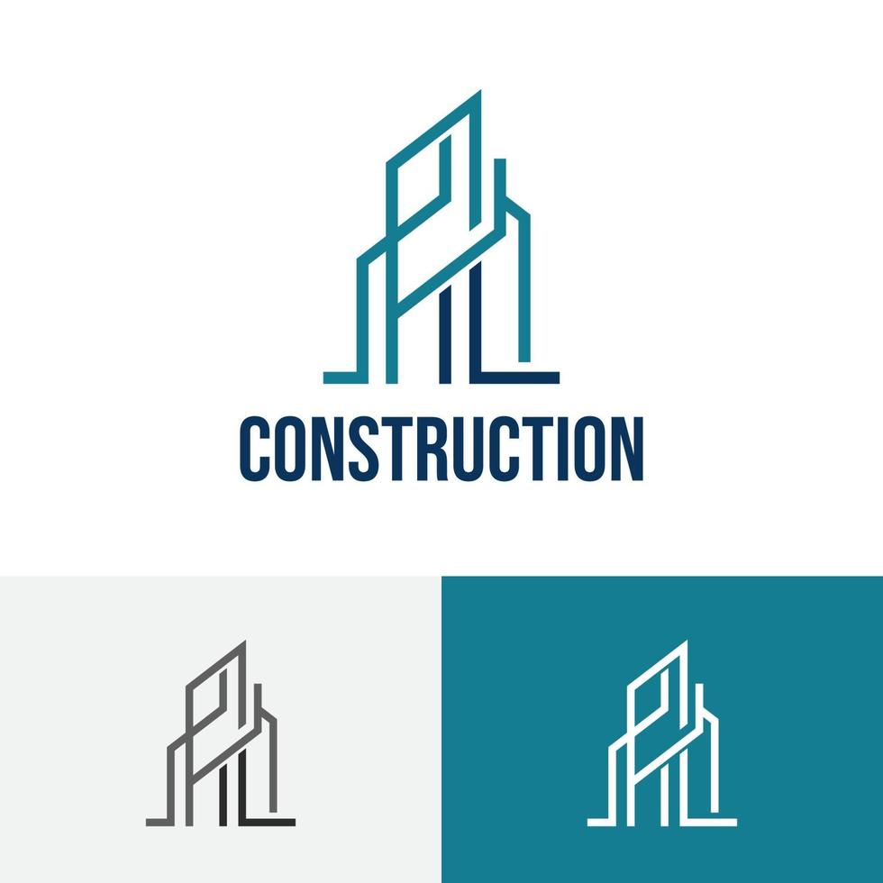 costruzione di edifici città immobiliare realty line logo vettore