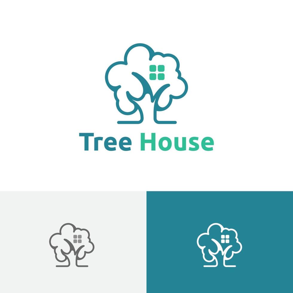 casa sull'albero verde natura immobiliare logo immobiliare vettore