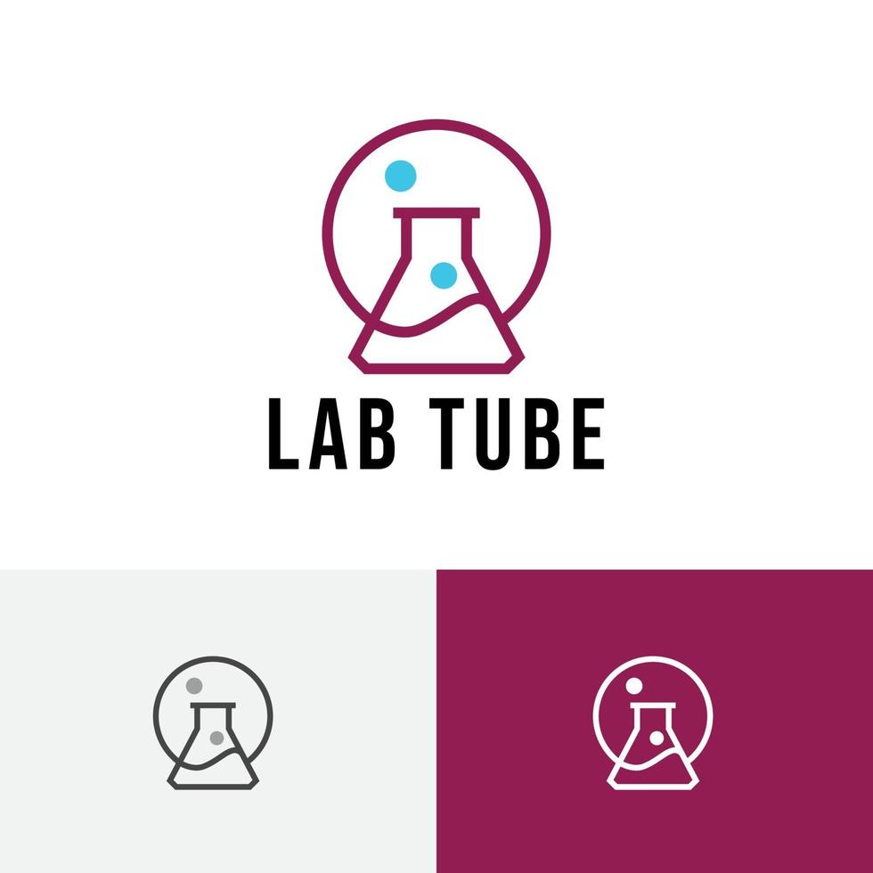 logo della linea semplice di ricerca scientifica del tubo di laboratorio vettore