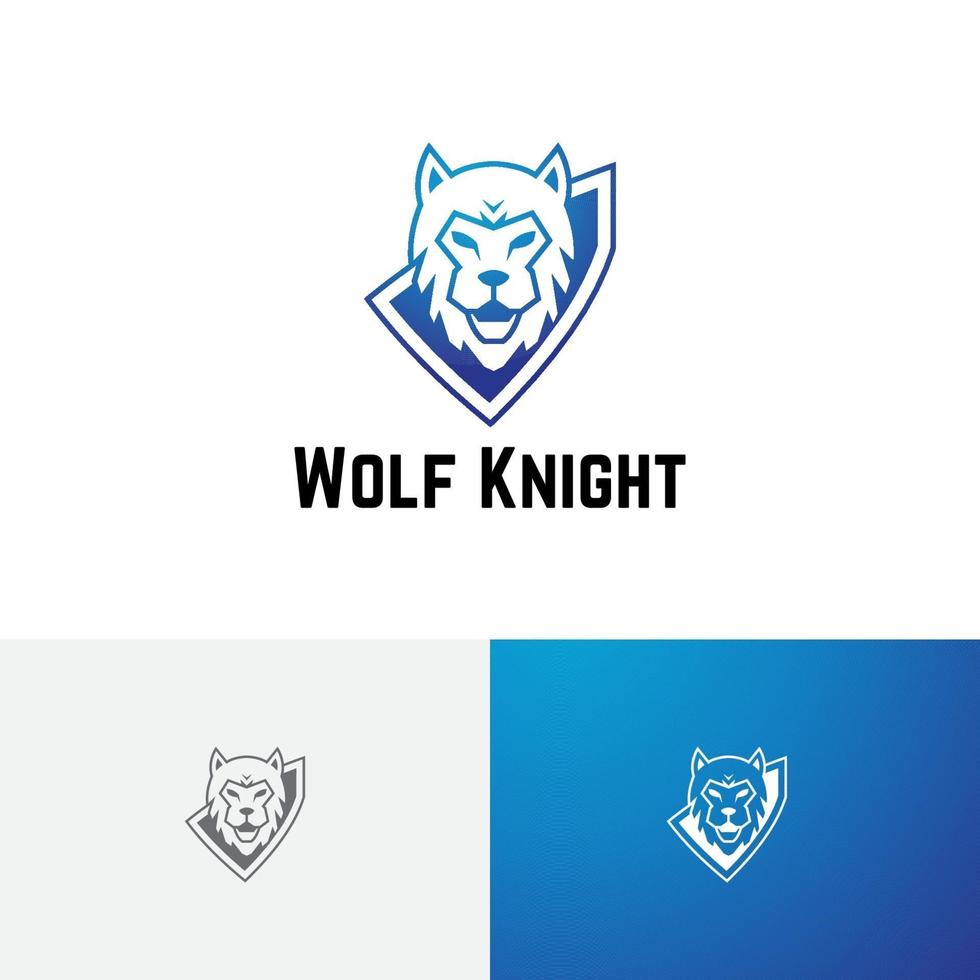 logo del gioco esport dello scudo selvaggio del cavaliere del lupo forte vettore