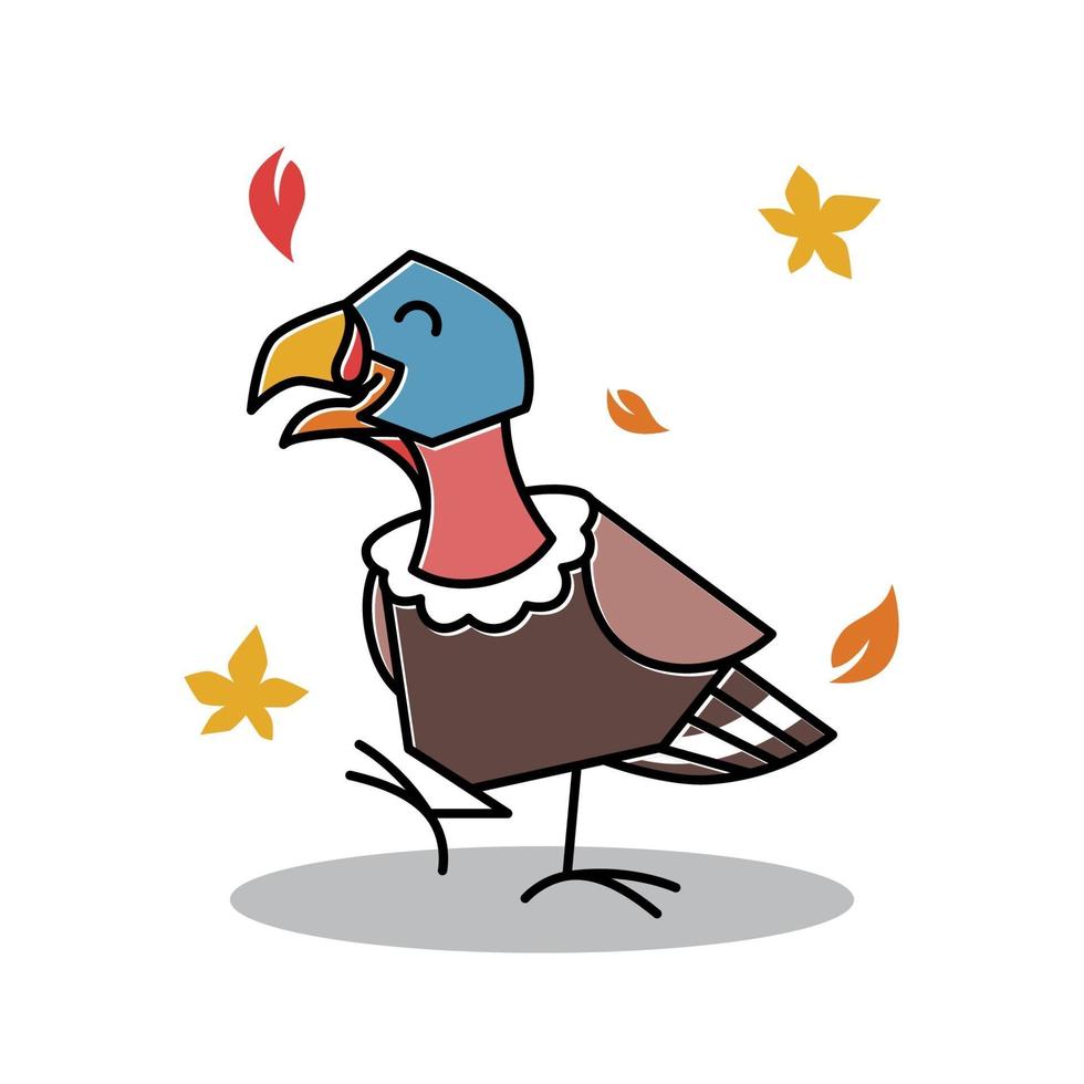 tacchino danzante uccello femmina autunno autunno ringraziamento personaggio cartone animato vettore