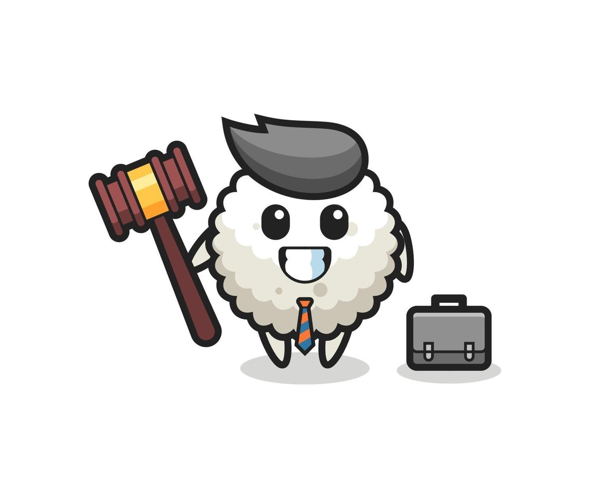 illustrazione della mascotte della palla di riso come avvocato vettore