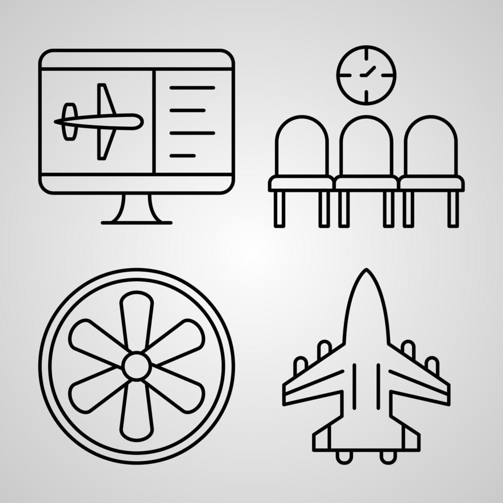 set di icone dell'aviazione illustrazione vettoriale eps