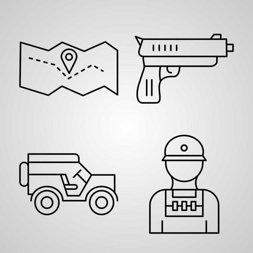set di icone militari illustrazione vettoriale eps