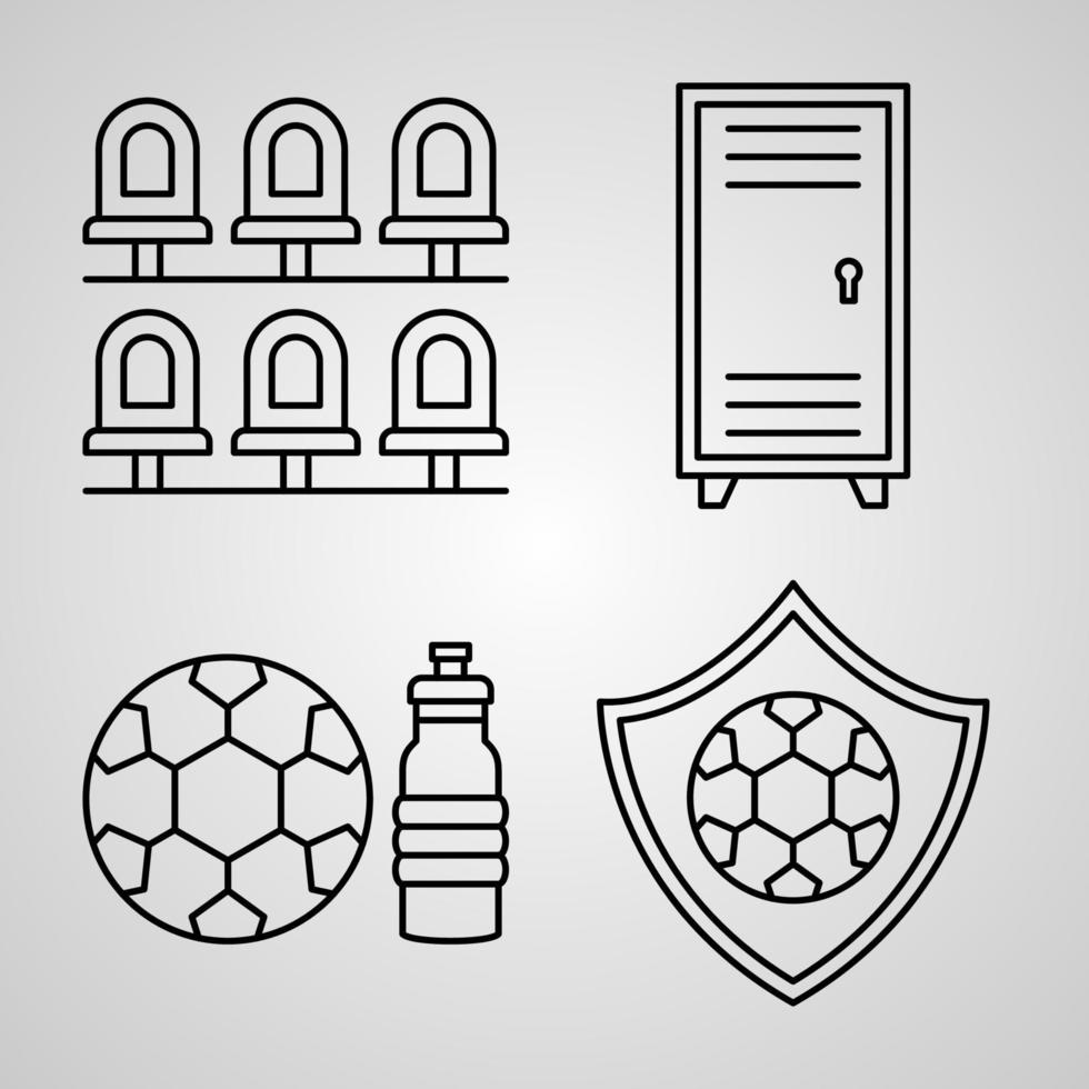 semplice set di icone di icone di linee relative al calcio vettore