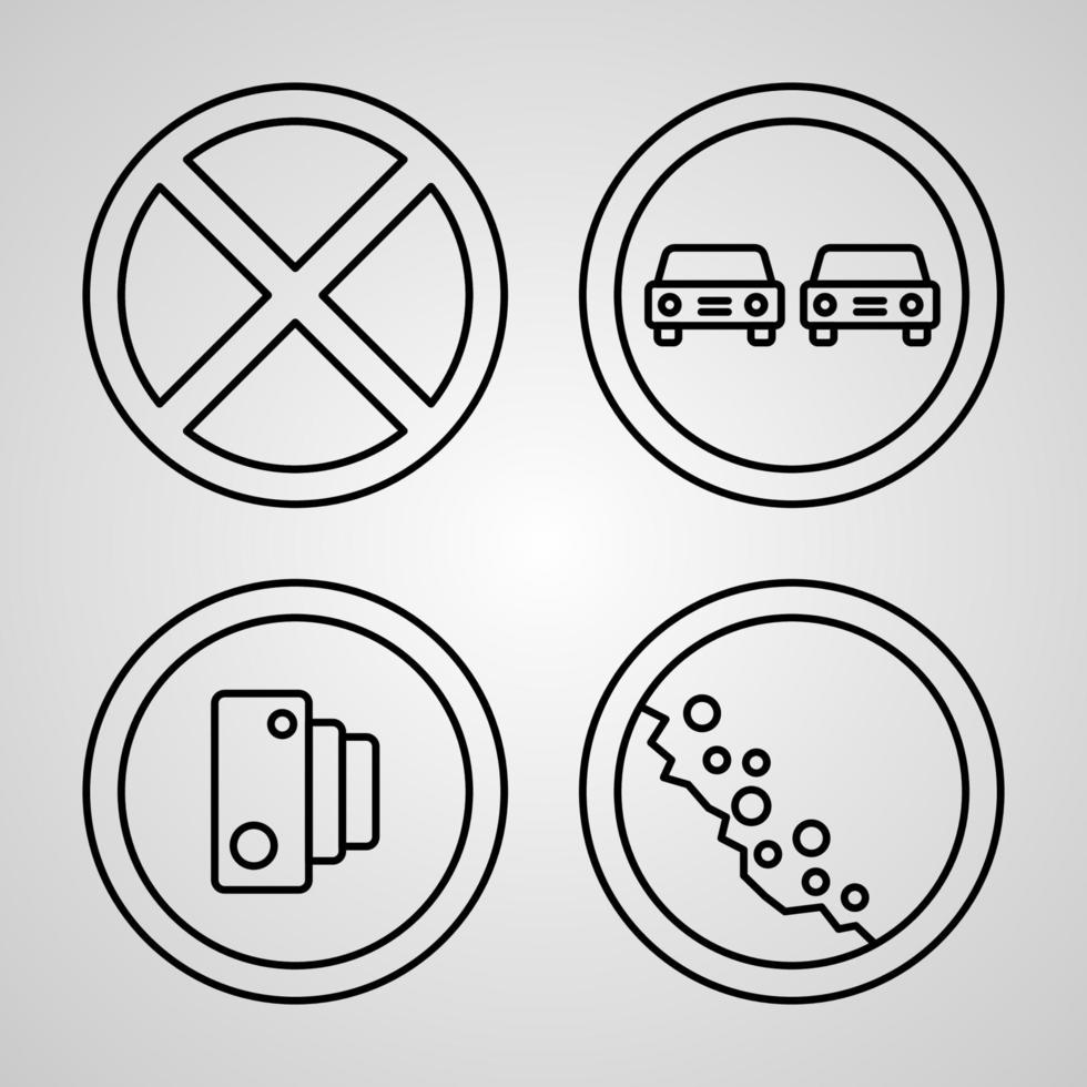 raccolta di simboli dei segnali stradali sulle icone del contorno dei segnali stradali vettore