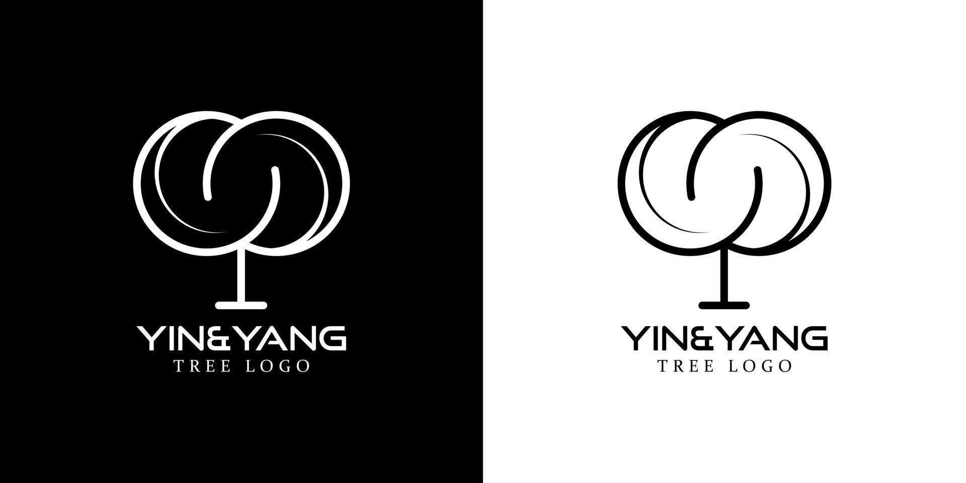 vettore del marchio del logo dell'albero yin e yang