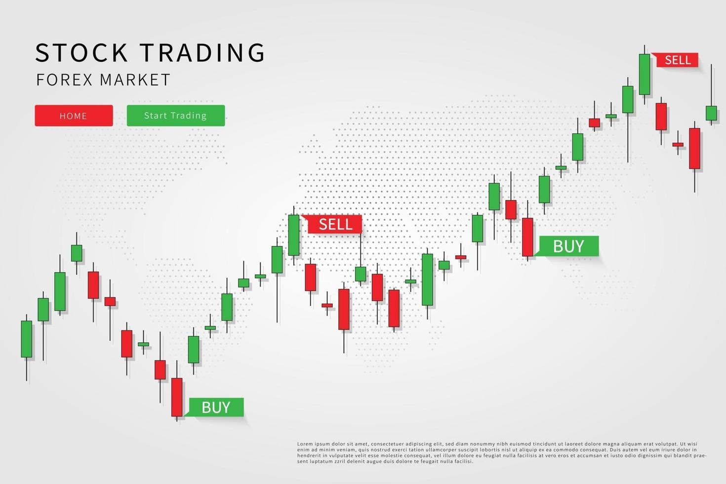 illustrazione vettoriale di pagina promozionale di trading forex. modello di banner web