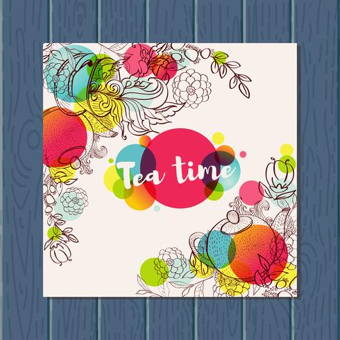 Set di modelli di banner tea time design vettore