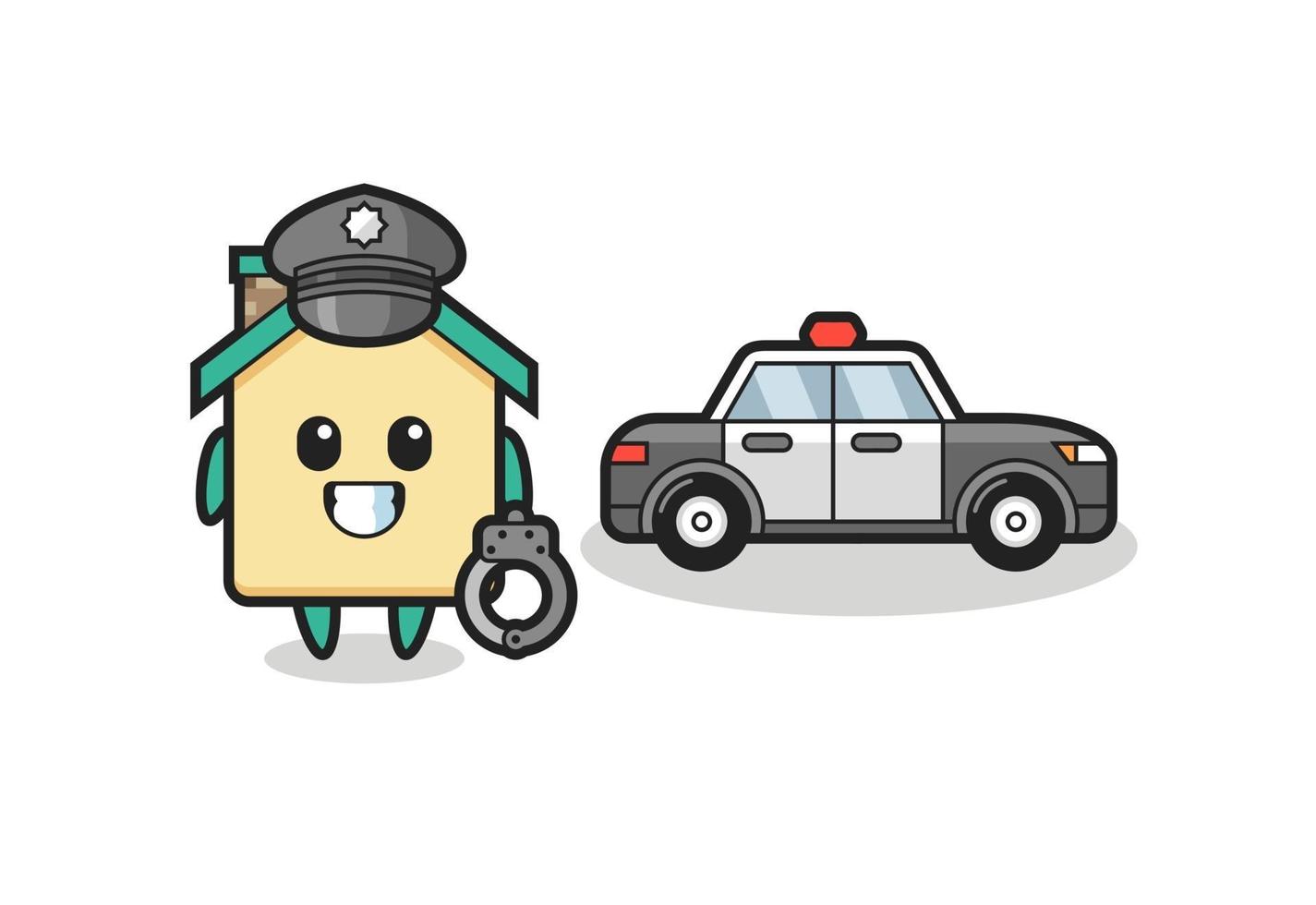 mascotte dei cartoni animati di casa come una polizia vettore