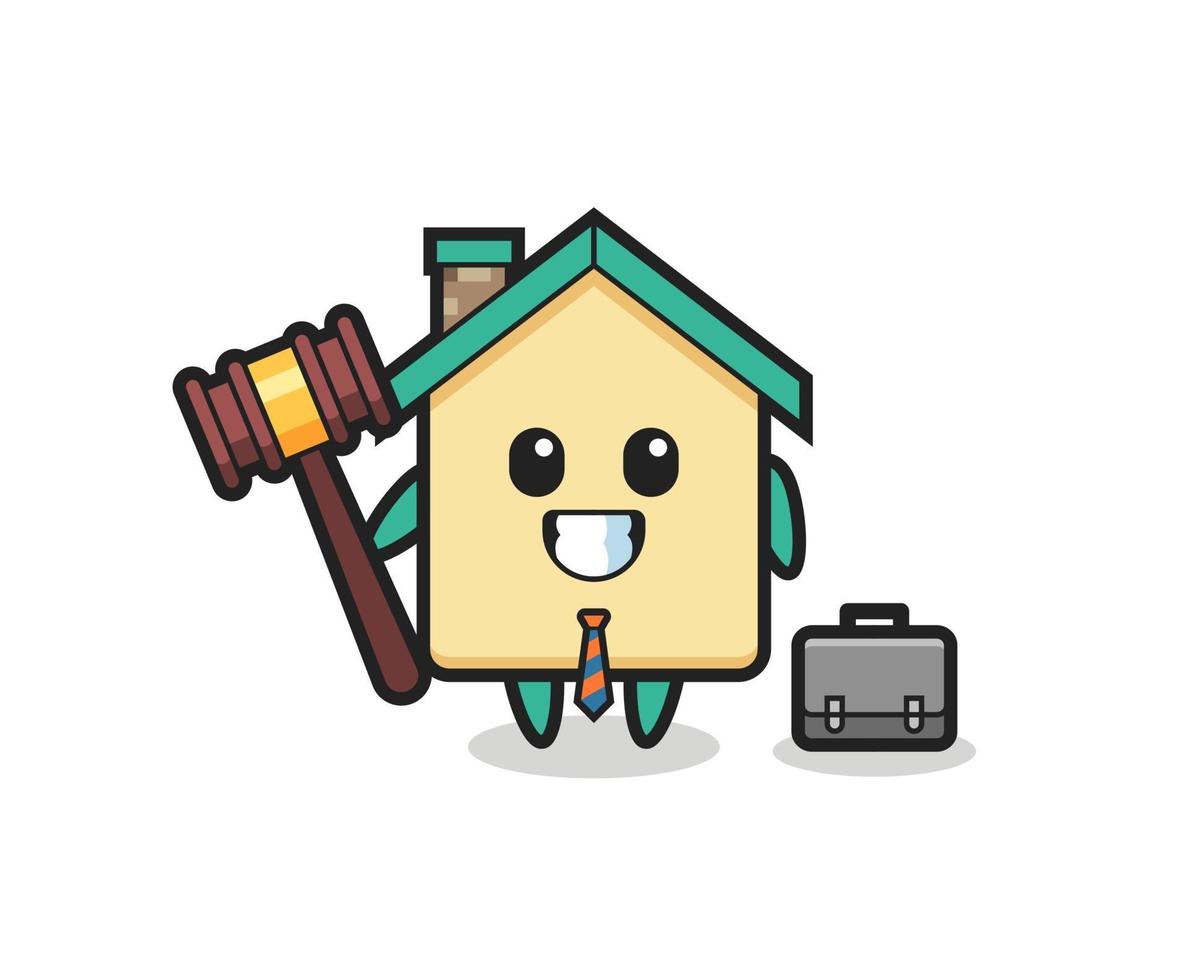 illustrazione della mascotte della casa come avvocato vettore