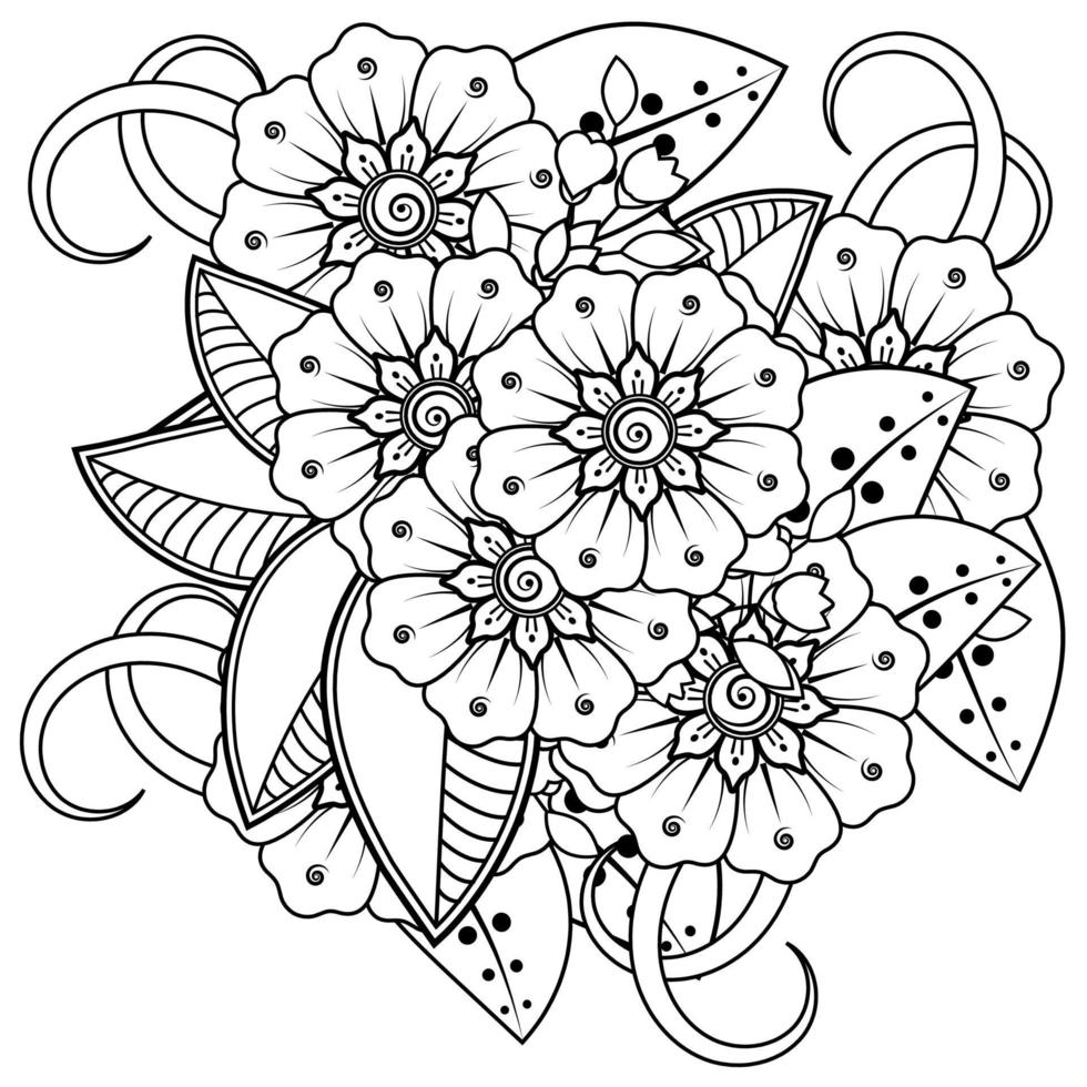 ornamento decorativo fiore mehndi in stile etnico orientale vettore