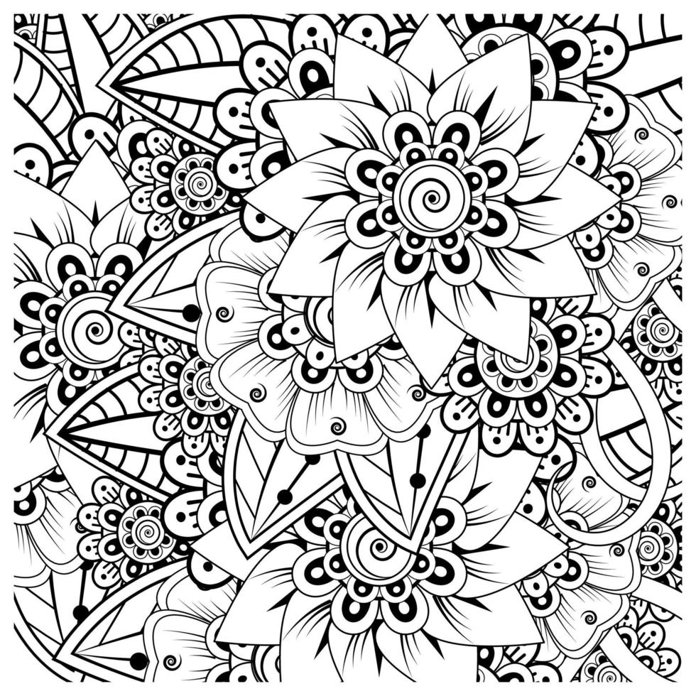 ornamento decorativo fiore mehndi in stile etnico orientale vettore