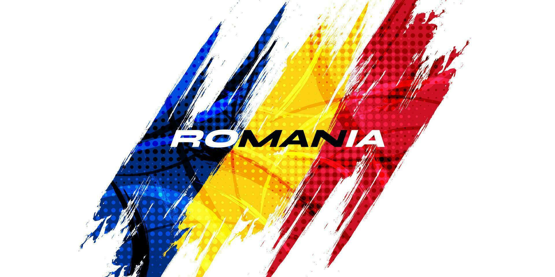 Romania bandiera con spazzola ictus stile isolato su bianca sfondo. bandiera di Romania vettore