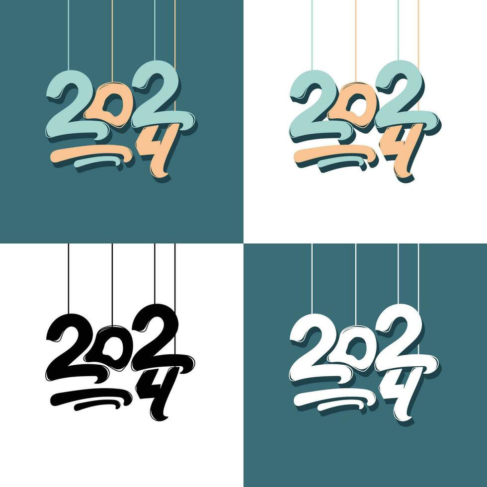 2024 tipografia logo design concetto. vettore vacanza illustrazione con 2024 logo testo design