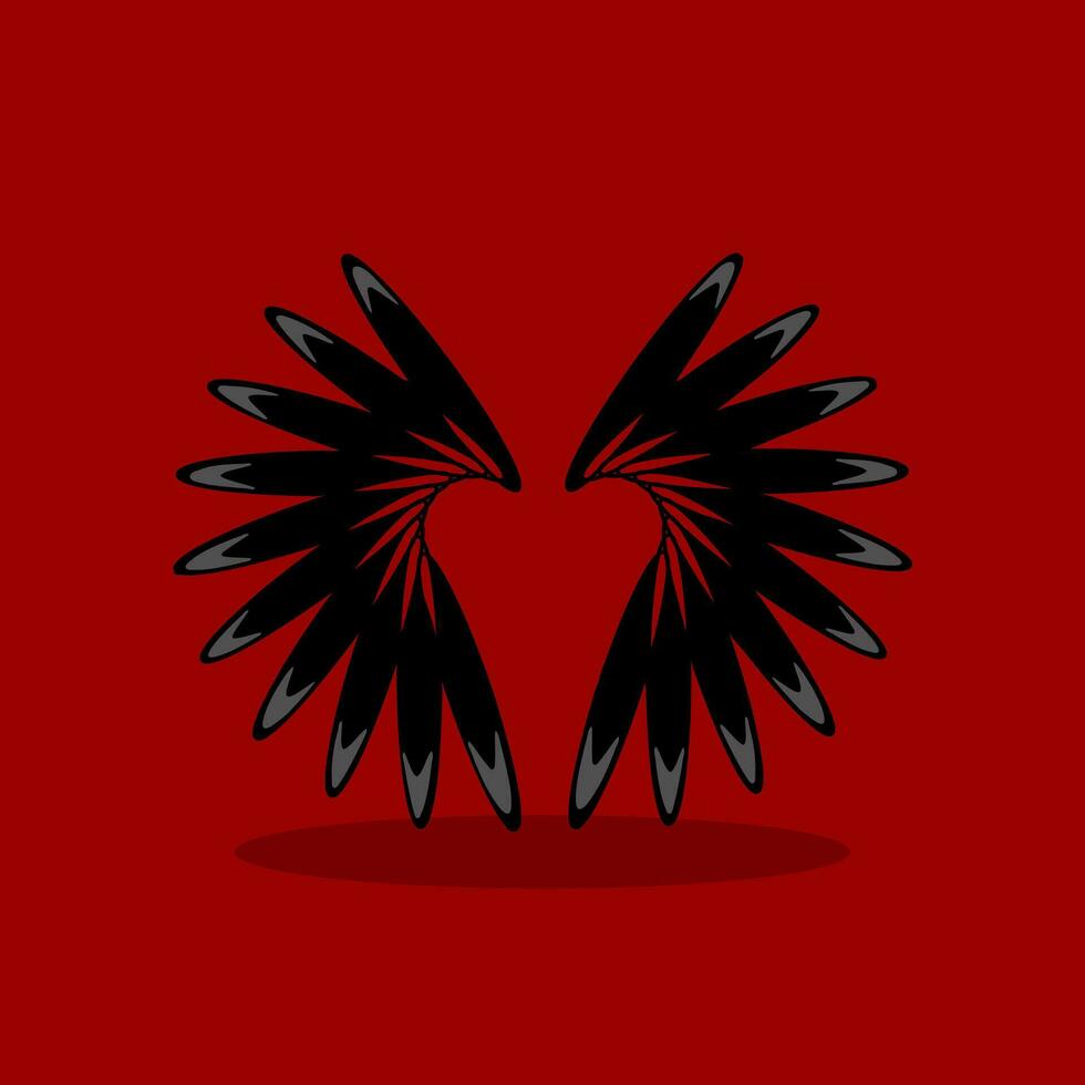 astratto nero uccello Ali su un' rosso sfondo. vettore illustrazione.