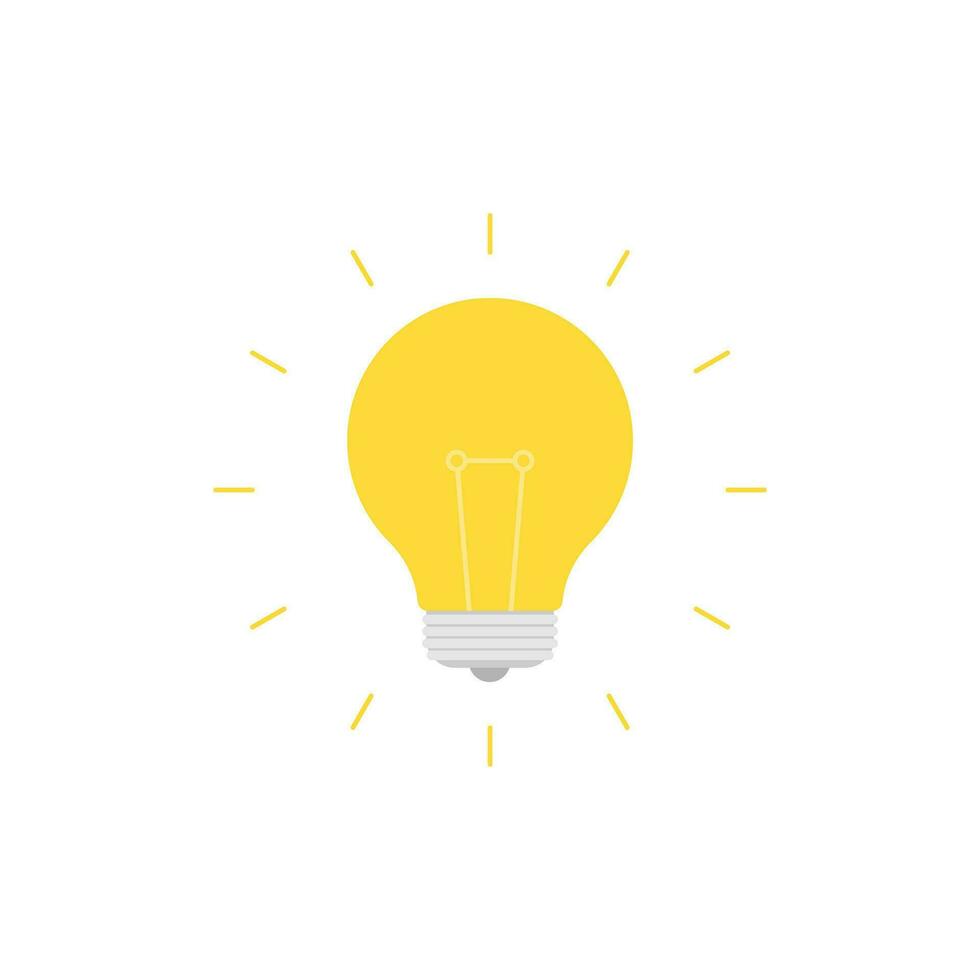 leggero lampadina piatto design vettore illustrazione isolato su bianca sfondo. idea cartello, soluzione, pensiero concetto. illuminazione elettrico lampada.
