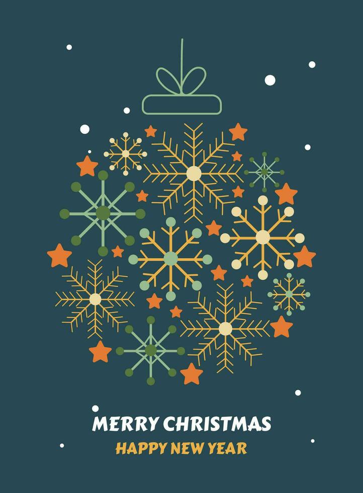 cartolina con testo contento nuovo anno e allegro Natale con natale decorazioni e tipografia design. vettore