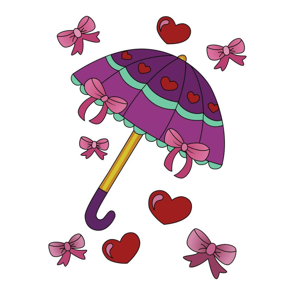 vettore illustrazione di ombrello e cuore
