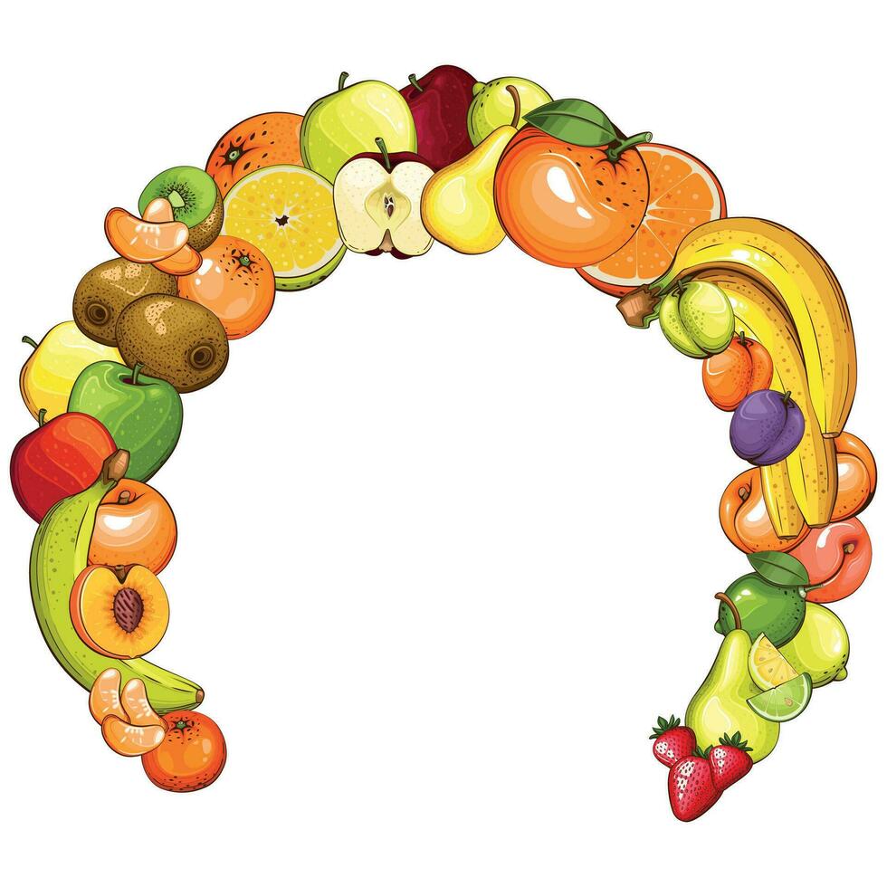 frutta telaio su bianca sfondo. colorato telaio con frutta illustrazione, frutta mescolare. frutta modello design vettore