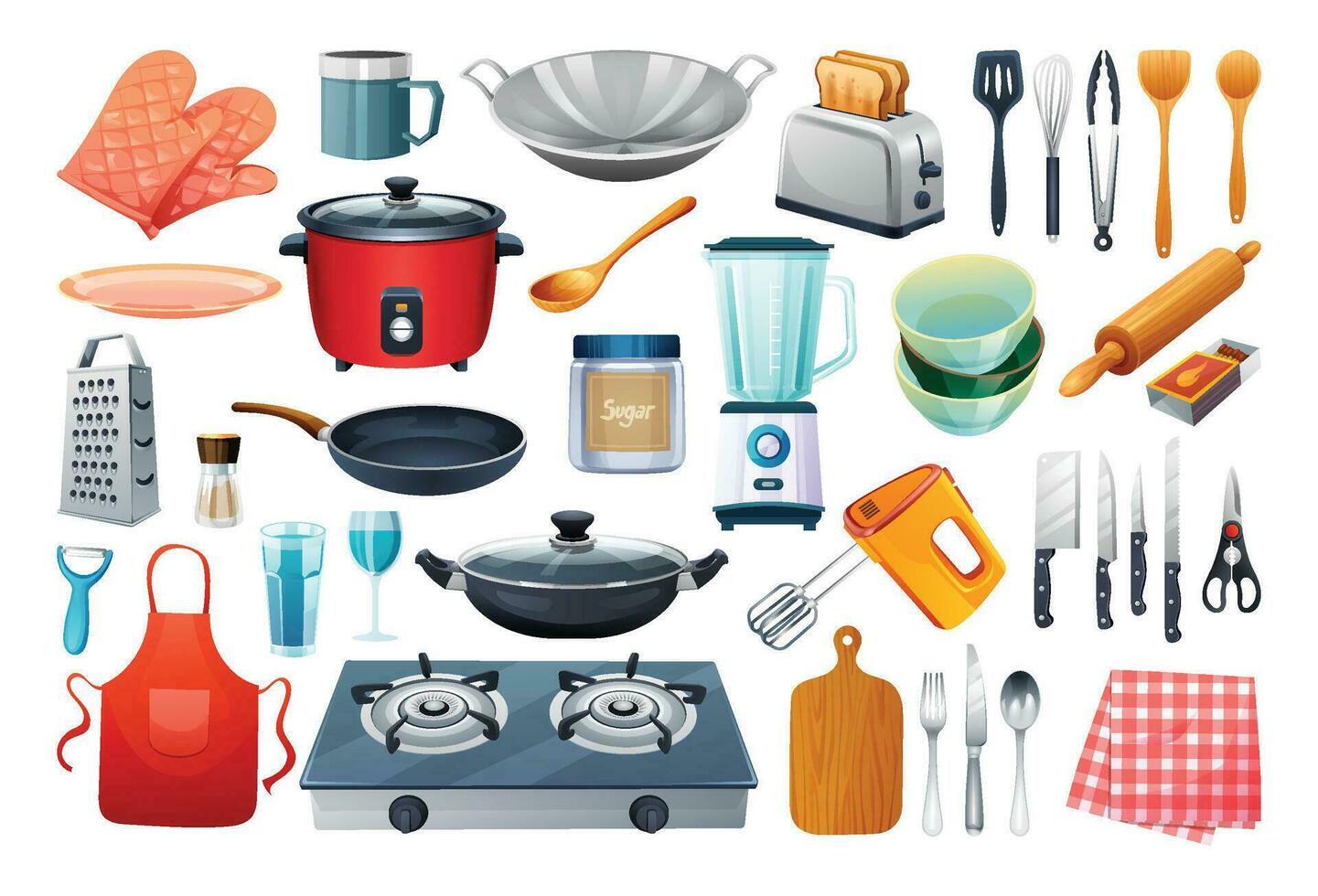 utensili da cucina impostato vettore illustrazione. cucina utensili collezione, cucina elettrodomestici isolato su bianca sfondo