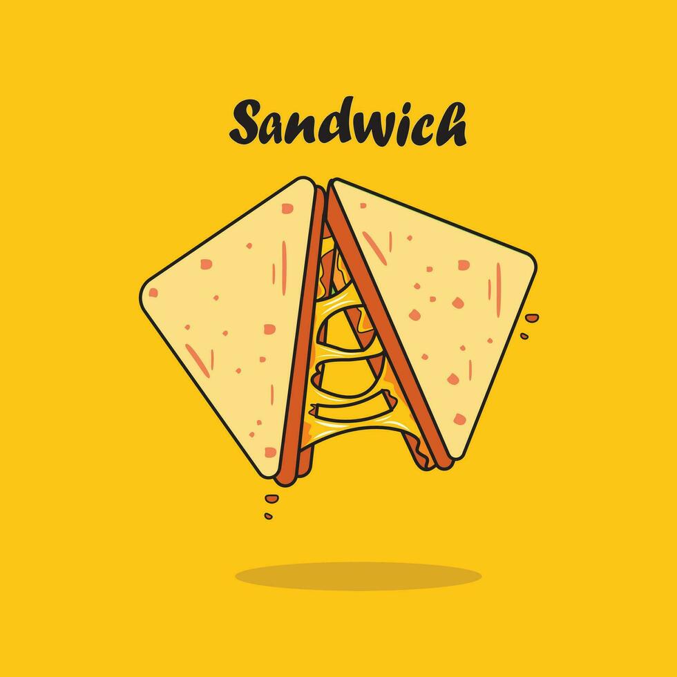 Sandwich veloce cibo fusione vettore illustrazione cartone animato