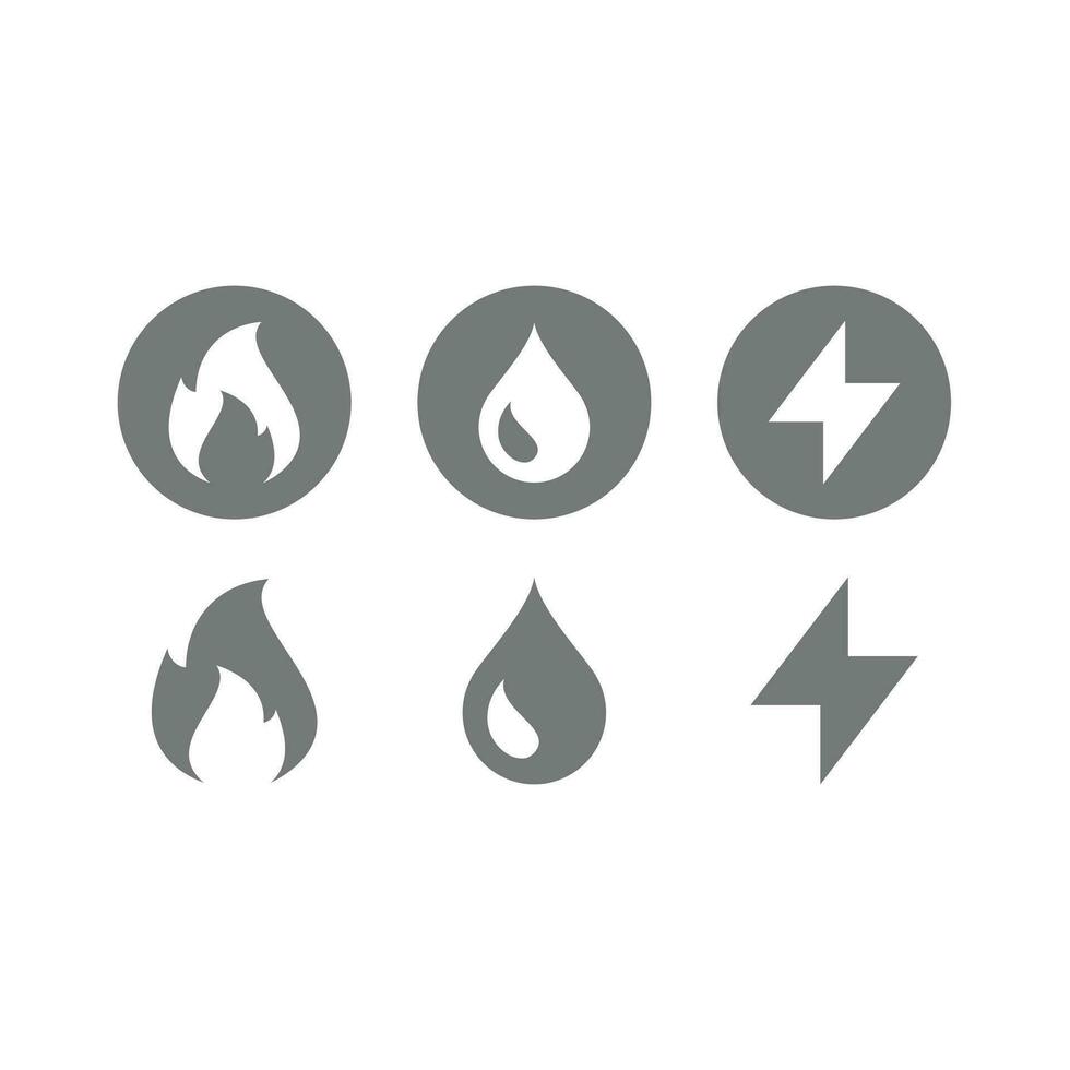 gas, acqua e elettricità utilità vettore icona impostare. pubblico utilità servizio simboli.