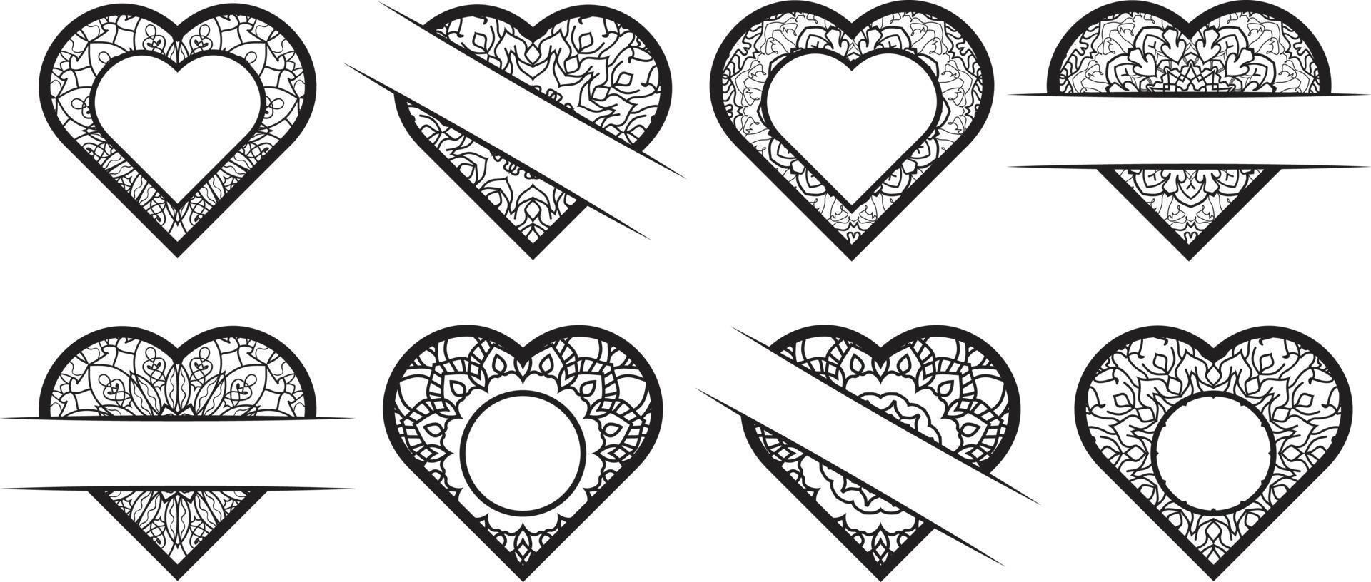 collezione di clipart cornice monogramma cuore vettore