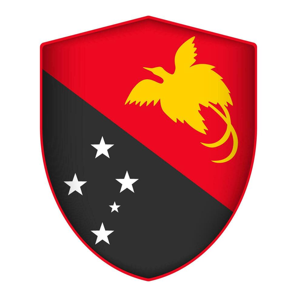 papua nuovo Guinea bandiera nel scudo forma. vettore illustrazione.