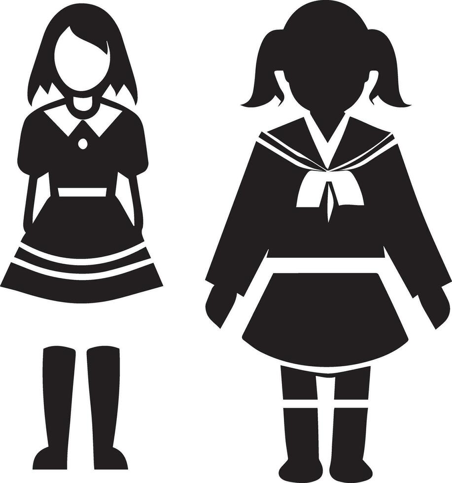 ragazza uniforme icona vettore silhouette 5