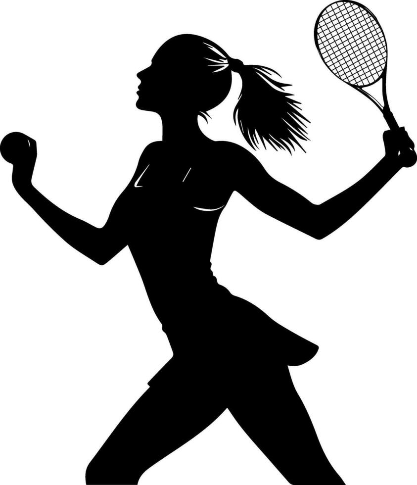 femmina tennis giocatore vettore silhouette illustrazione