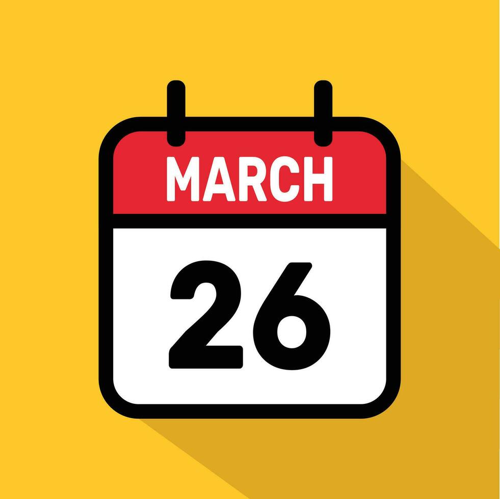 vettore calendario marzo 26 illustrazione sfondo design.