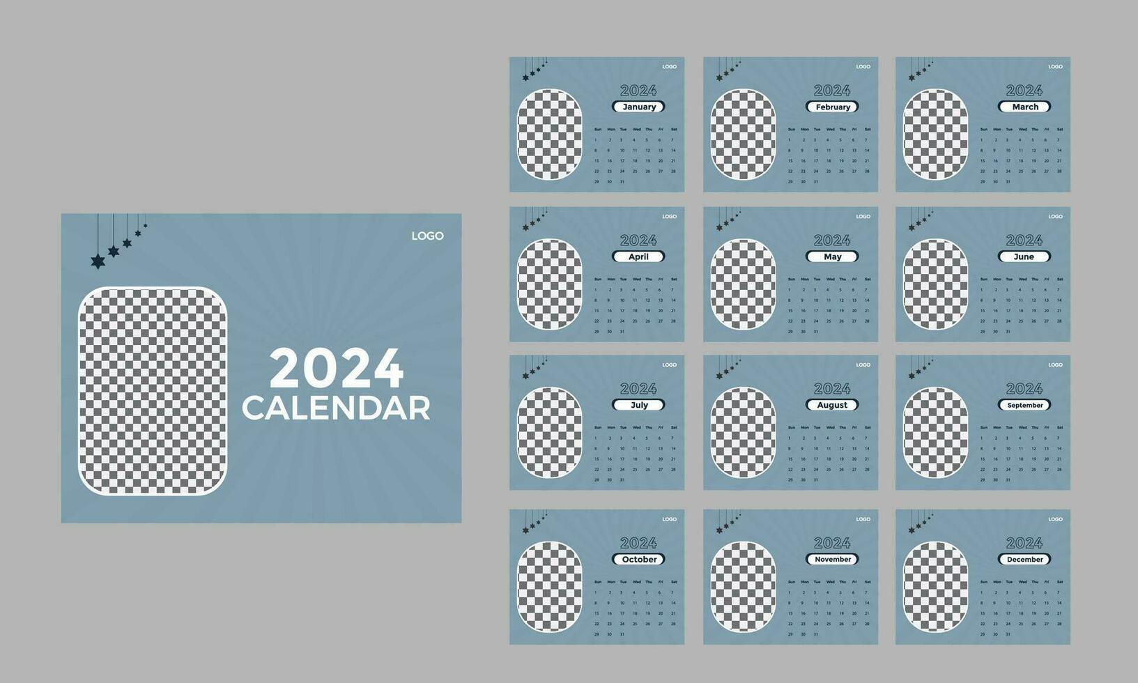 minimo stile 2024 pagina calendario per nuovo anno vettore