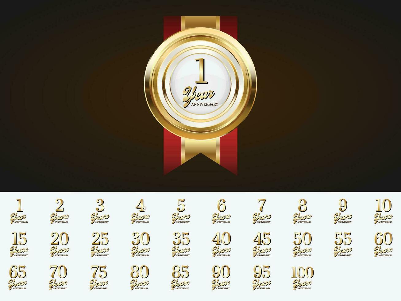impostato di Vintage ▾ anniversario badge celebrazione. anniversario d'oro lusso numero vettore