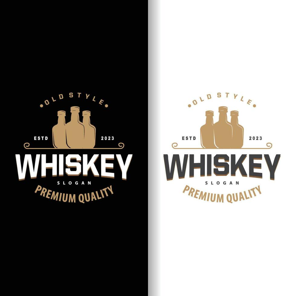 whisky logo, bevanda etichetta design con vecchio retrò Vintage ▾ ornamento illustrazione premio modello vettore