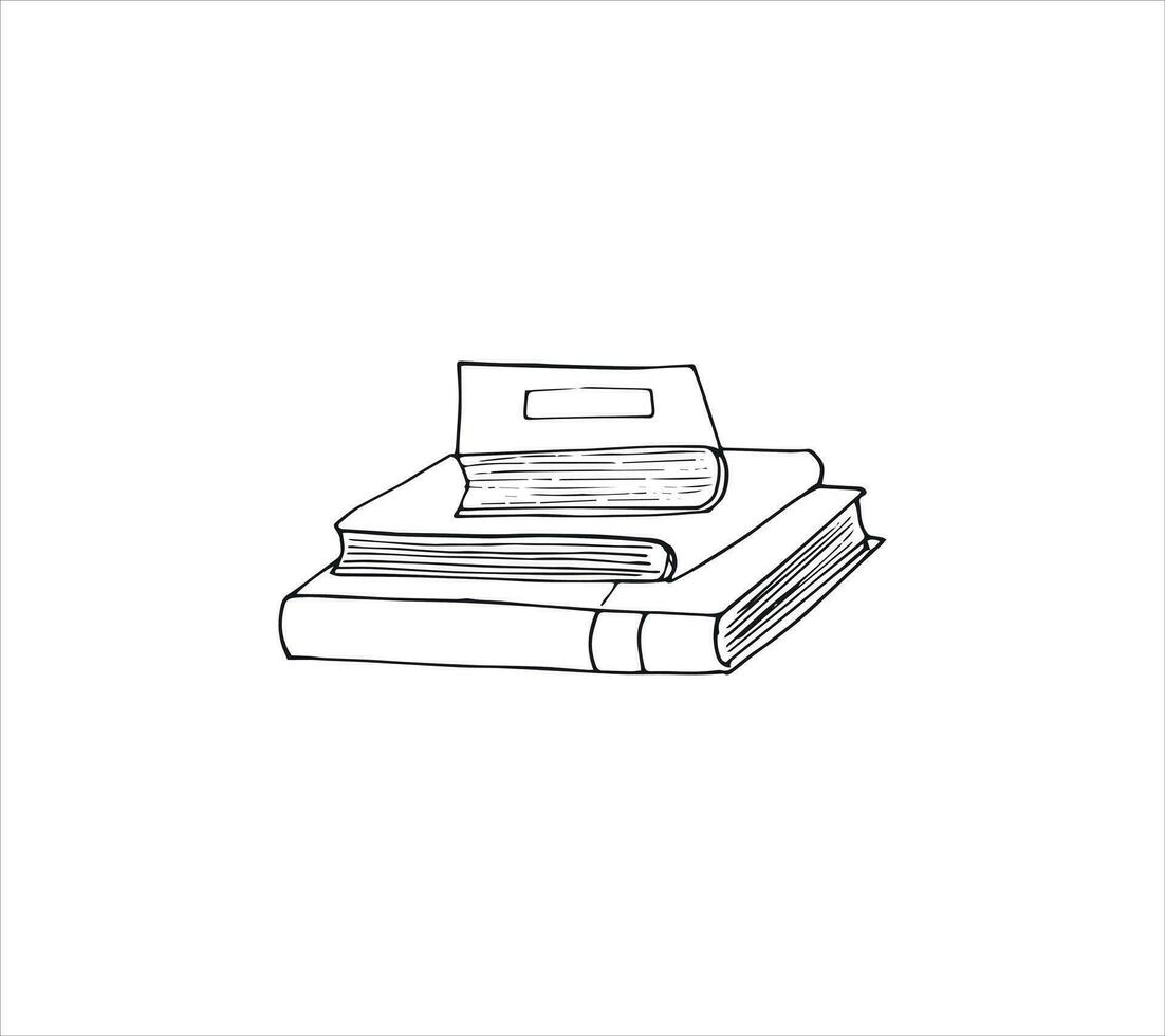 disegnato a mano mucchio di libri. vettore illustrazione nel scarabocchio stile. isolato vettore illustrazione su un' bianca sfondo.