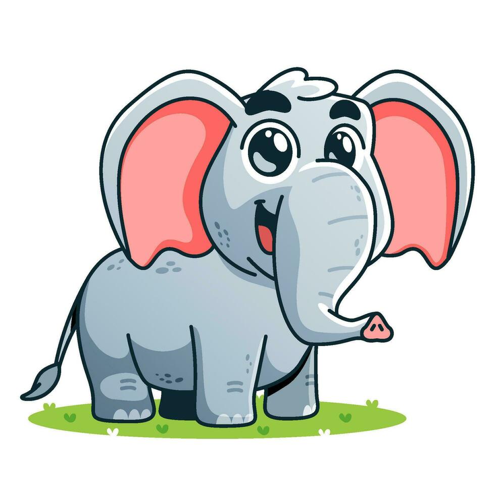 carino elefante cartone animato, animale alfabeto carino cartone animato vettore