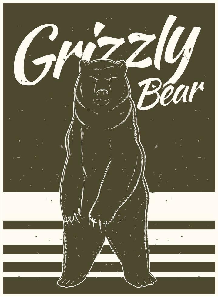 grizzly orso manifesto modello per Stampa vettore