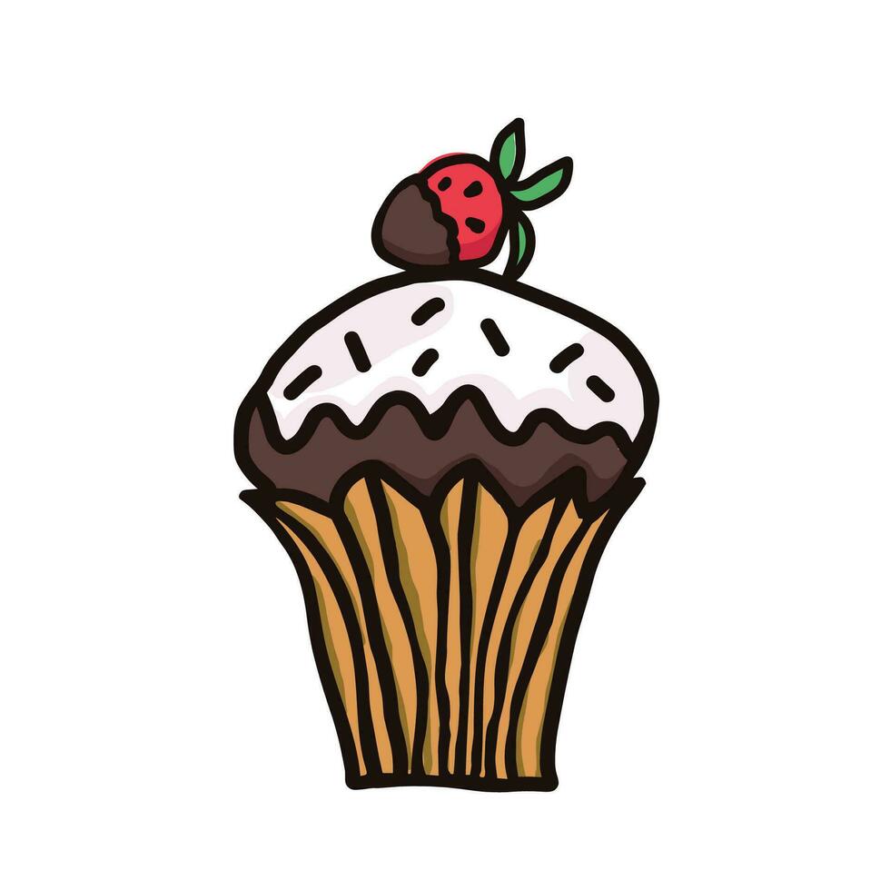 dolce cibo vettore abbozzato illustrazioni di dolci. amaretto, focaccina, budino, torta con frutta. mano disegnato colorato vettore illustrazione isolato su bianca sfondo