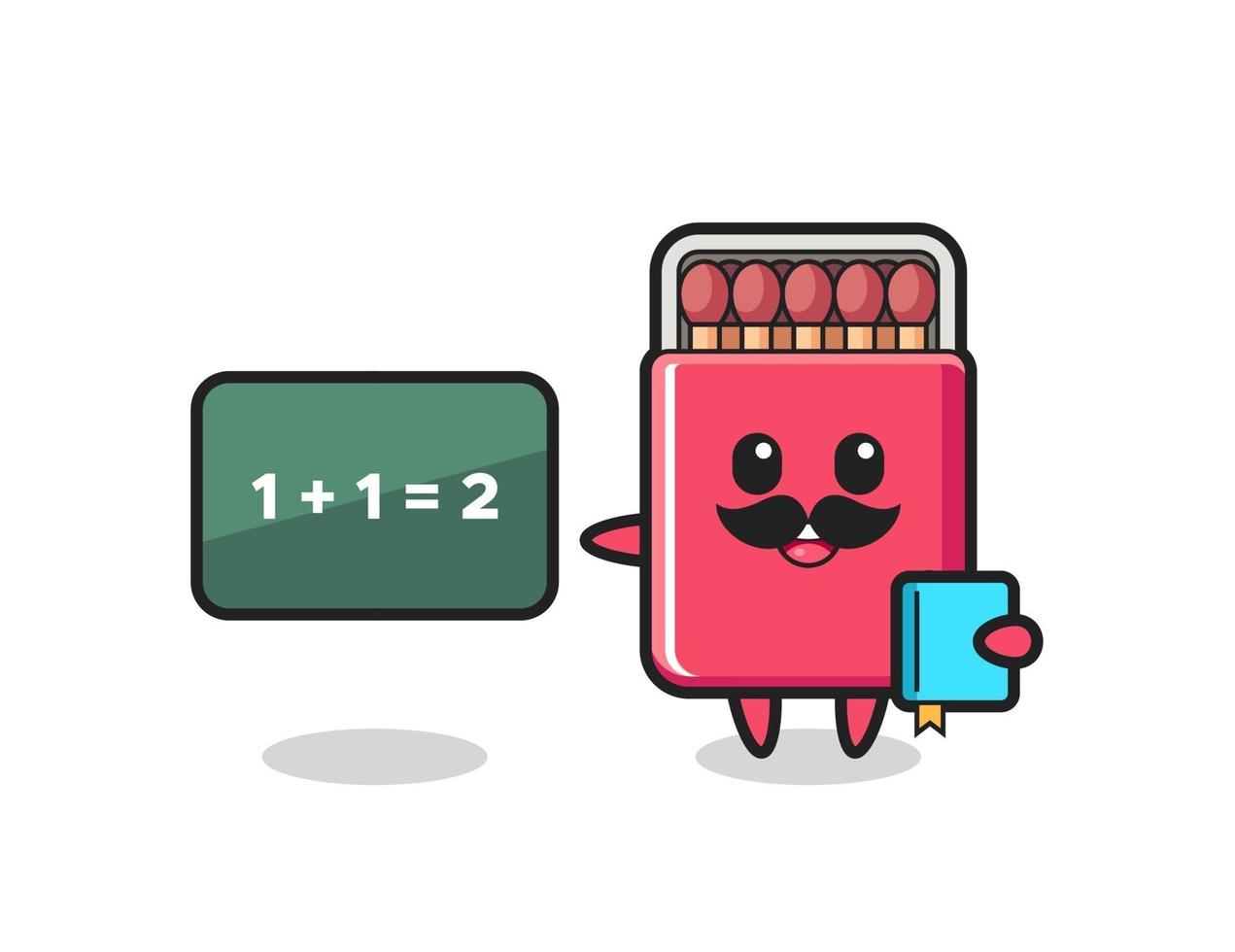 illustrazione del personaggio della scatola dei fiammiferi come insegnante vettore