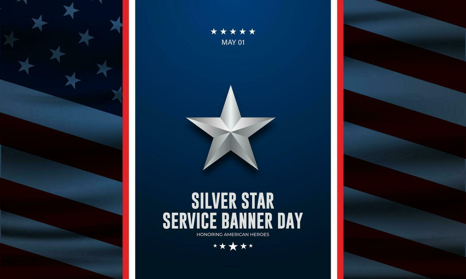 contento nazionale argento stella servizio bandiera giorno sfondo vettore illustrazione
