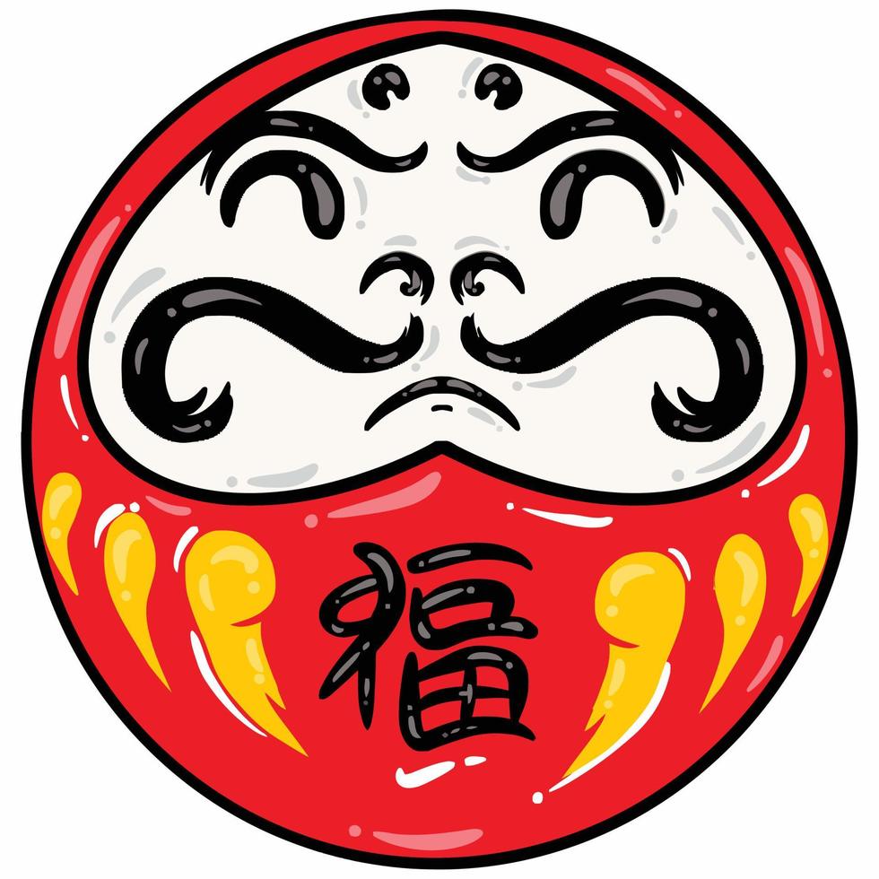 illustrazione disegnata a mano della bambola giapponese daruma vettore