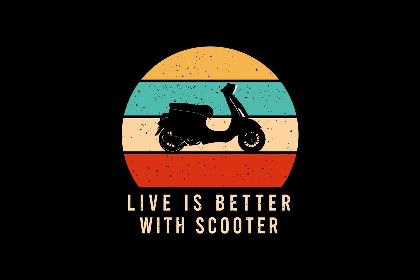 vivere è meglio con scooter, mockup di t-shirt merchandising vettore