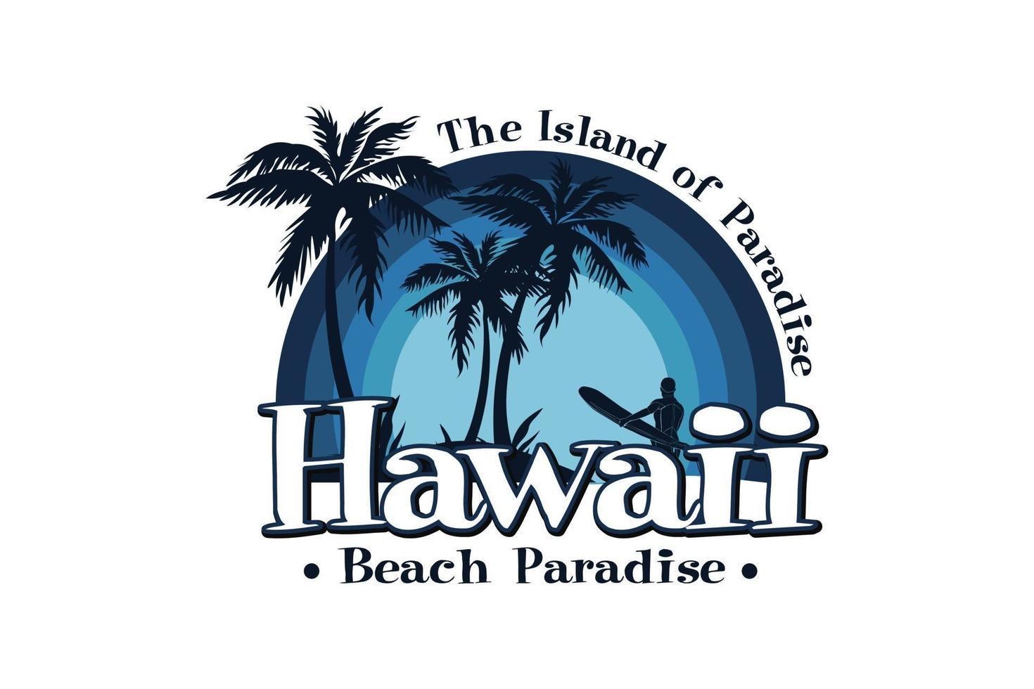 l'isola del paradiso paradiso delle hawaii spiaggia, design in stile retrò vettore