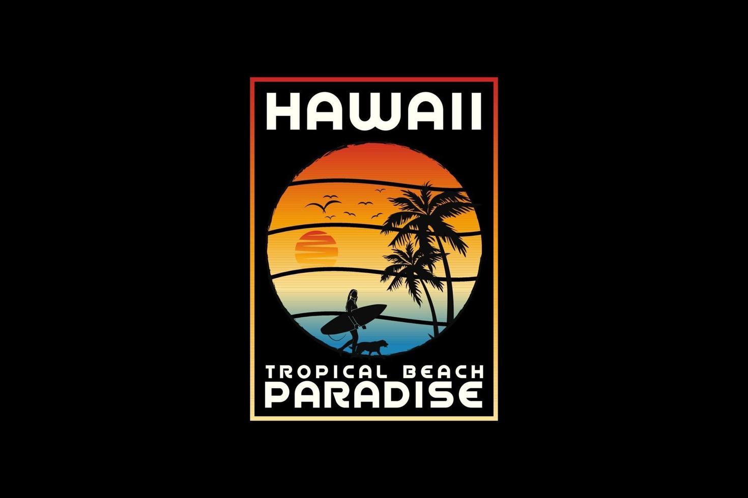 paradiso hawaii, silhouette di design in stile retrò vettore