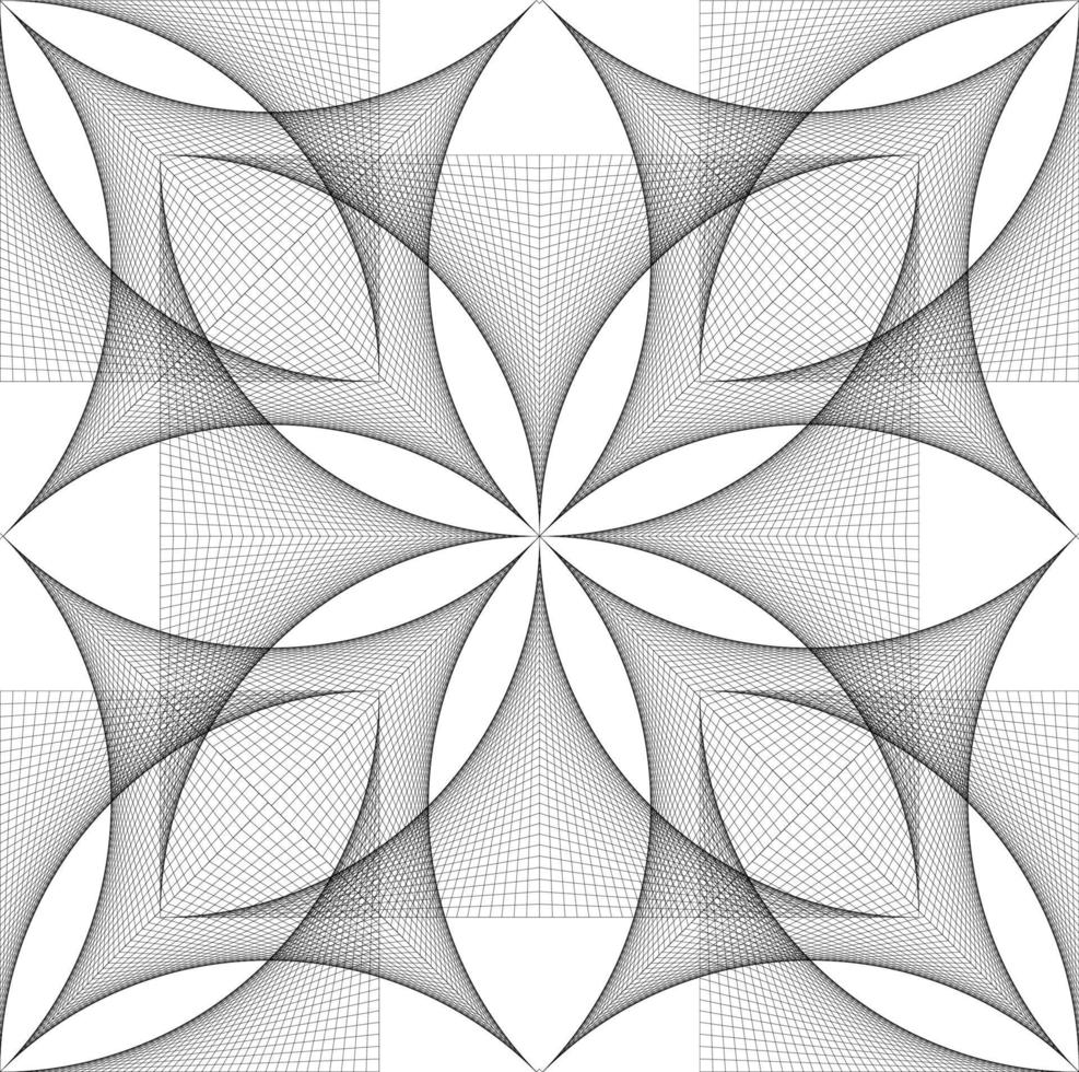 modello di banner simbolo fiore della vita senza soluzione di continuità, fiore di loto sacro wireframe geometrico, arte del filo, geometria sacra floreale in stringa griglia di linea nera isolata su sfondo bianco vettore