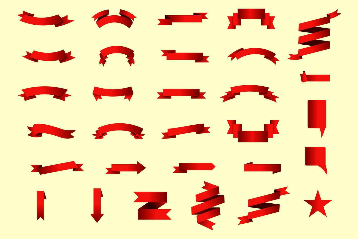 rosso nastri impostare, impostato di rosso nastri, rosso nastro impostato vettore